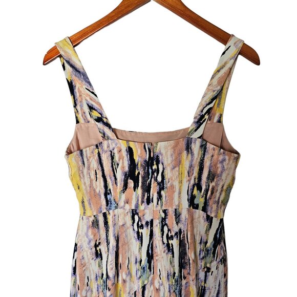 Aritzia Babaton Avenir Square Neck Sleeveless Midi Dress size 4 Watercolors Thig - Picture 12 of 13